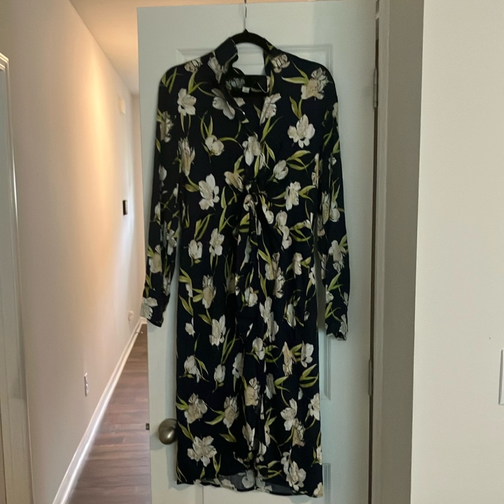 Cato Black and Cream Long Sleeve Shirt Dress size L